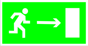 E03 направление к эвакуационному выходу направо (пленка, 300х150 мм) - Знаки безопасности - Эвакуационные знаки - магазин "Охрана труда и Техника безопасности"